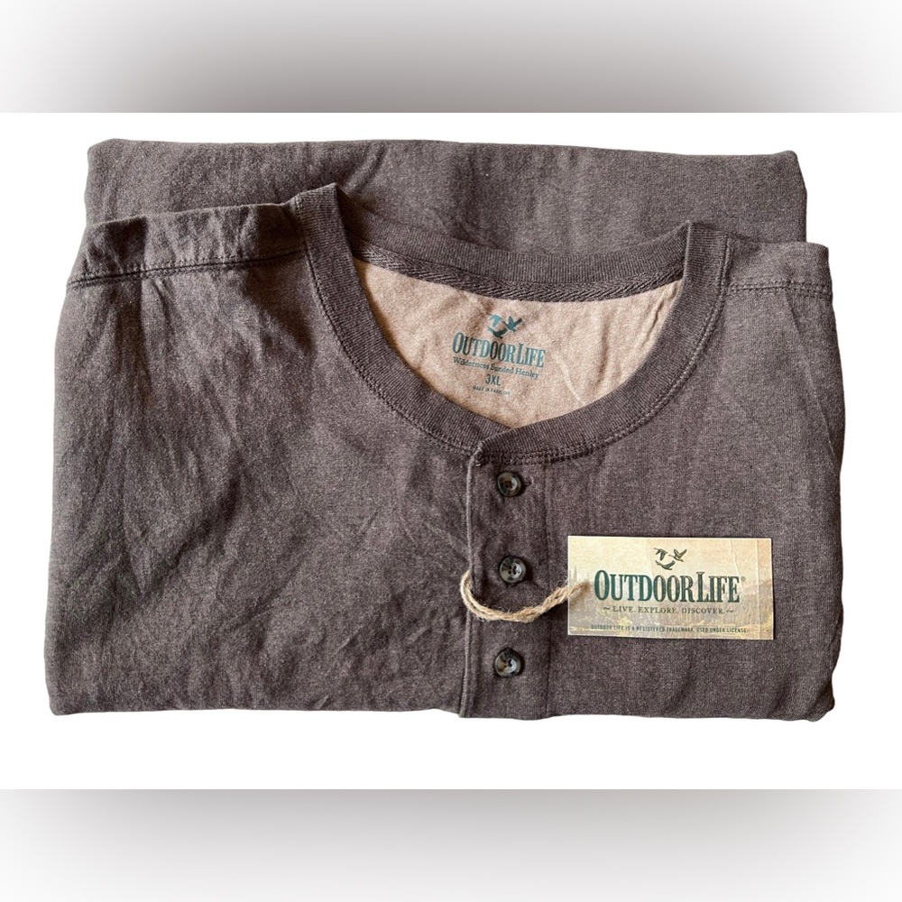 Men's Big & Tall Henley 3XL Outdoor Life Sueded Hunter Brown